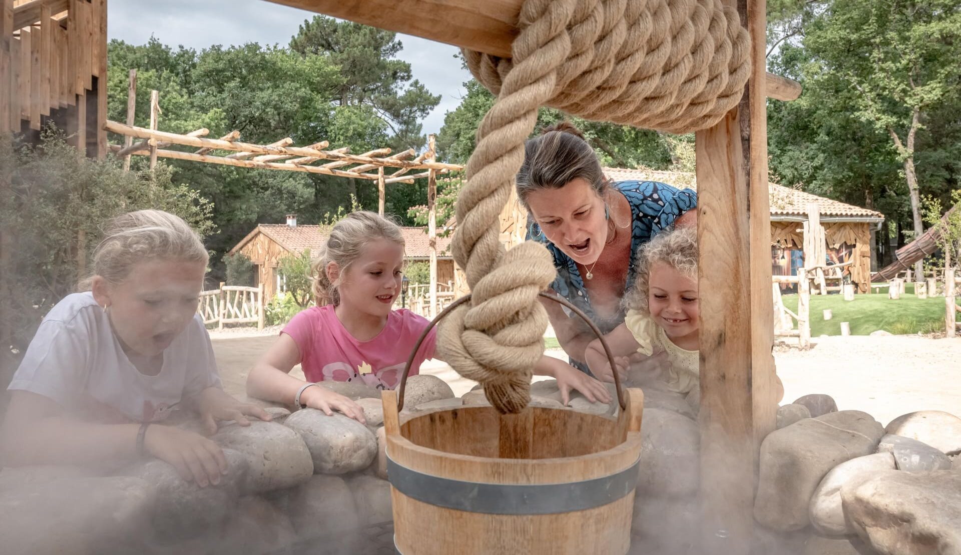 ChatGPT a dit :  The Magic Well at Camping Au Bois des Biches, a symbol of the enchanting world of Sélène the Doe and the legends of Saint-Hilaire-de-Riez.